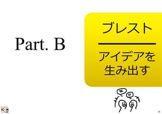 ブレスト 
━━━━━ 
アイデアを 
⽣み出す 
Part. B 
45 
 
