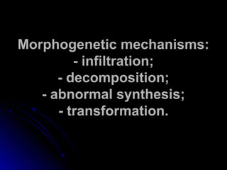 MMoorrpphhooggeenneettiicc mmeecchhaanniissmmss:: 
-- iinnffiillttrraattiioonn;; 
-- ddeeccoommppoossiittiioonn;; 
-- aabbnnoorrmmaall ssyynntthheessiiss;; 
-- ttrraannssffoorrmmaattiioonn.. 
 