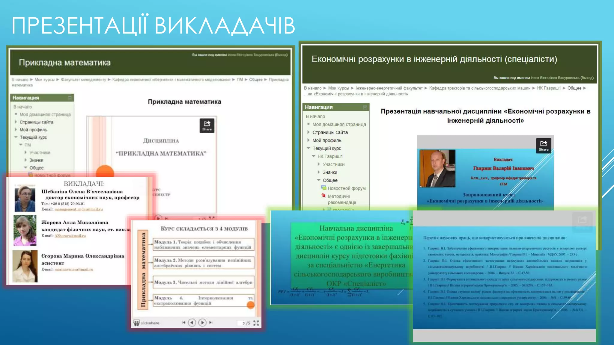 ПРЕЗЕНТАЦІЇ ВИКЛАДАЧІВ 
 
