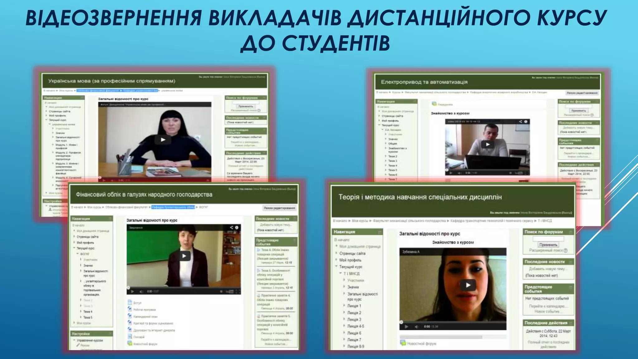 ВІДЕОЗВЕРНЕННЯ ВИКЛАДАЧІВ ДИСТАНЦІЙНОГО КУРСУ 
ДО СТУДЕНТІВ 
 