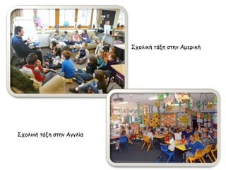 Σχολική τάξη στην Αμερική 
Σχολική τάξη στην Αγγλία 
 