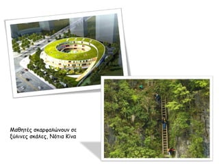 Μαθητές σκαρφαλώνουν σε 
ξύλινες σκάλες, Νότια Κίνα 
 