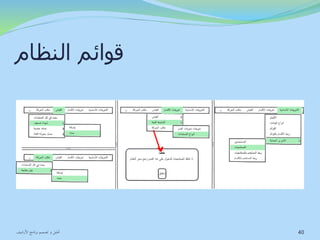 قوائم النظام 
40 تحليل و تصميم برنامج الأرشيف 
 