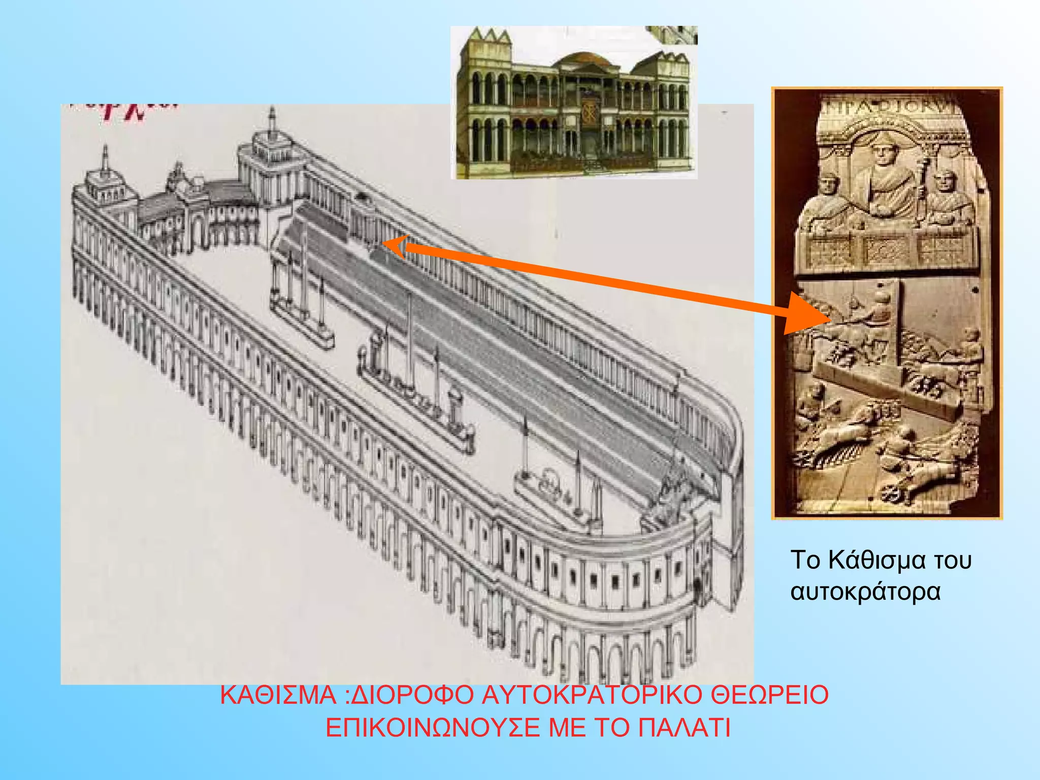 Το Κάθισμα του 
αυτοκράτορα 
ΚΑΘΙΣΜΑ :ΔΙΟΡΟΦΟ ΑΥΤΟΚΡΑΤΟΡΙΚΟ ΘΕΩΡΕΙΟ 
ΕΠΙΚΟΙΝΩΝΟΥΣΕ ΜΕ ΤΟ ΠΑΛΑΤΙ 
 