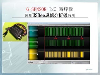 G-SENSOR I2C 時序圖 
運用USBee邏輯分析儀監測 
2014/9/23 
 