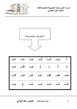 يدزظح ػه يثازك انرجس ثٍ حَ ان رً صًَج نهغاخ 
انصف الأول الاتردائ 8 إػداد يؼهى ان اًدج ػو طٍ ػثد انوان أ 
تَـ 
ذـ شـ ظـ ؼـ ــ ق ل ن و ـٌ شـ صـ ضـ عـ ؽـ فـ مـ ىـ ـٍ ـّ ـٕ ٙـ ٝـ هـ و ـَ ا ؽٕهوه ٙيرـىؼح 
 