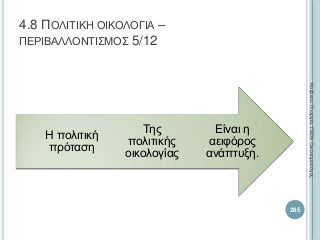 4.8 ΠΟΛΙΤΙΚΗ ΟΙΚΟΛΟΓΙΑ –
ΠΕΡΙΒΑΛΛΟΝΤΙΣΜΟΣ 5/12
Είναι η
αειφόρος
ανάπτυξη.
Της
πολιτικής
οικολογίας
Η πολιτική
πρόταση
285
ΚαζάκουΓεωργία,ΠΕ09Οικονομολόγος
 