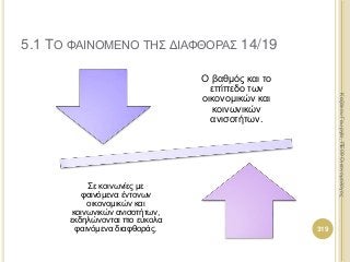 Ο βαθμός και το
επίπεδο των
οικονομικών και
κοινωνικών
ανισοτήτων.
Σε κοινωνίες με
φαινόμενα έντονων
οικονομικών και
κοινωνικών ανισοτήτων,
εκδηλώνονται πιο εύκολα
φαινόμενα διαφθοράς. 319
ΚαζάκουΓεωργία,ΠΕ09Οικονομολόγος
5.1 ΤΟ ΦΑΙΝΟΜΕΝΟ ΤΗΣ ΔΙΑΦΘΟΡΑΣ 14/19
 