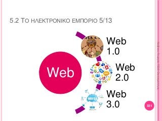 5.2 ΤΟ ΗΛΕΚΤΡΟΝΙΚΟ ΕΜΠΟΡΙΟ 5/13
Web
Web
1.0
Web
2.0
Web
3.0 331
ΚαζάκουΓεωργία,ΠΕ09Οικονομολόγος
 