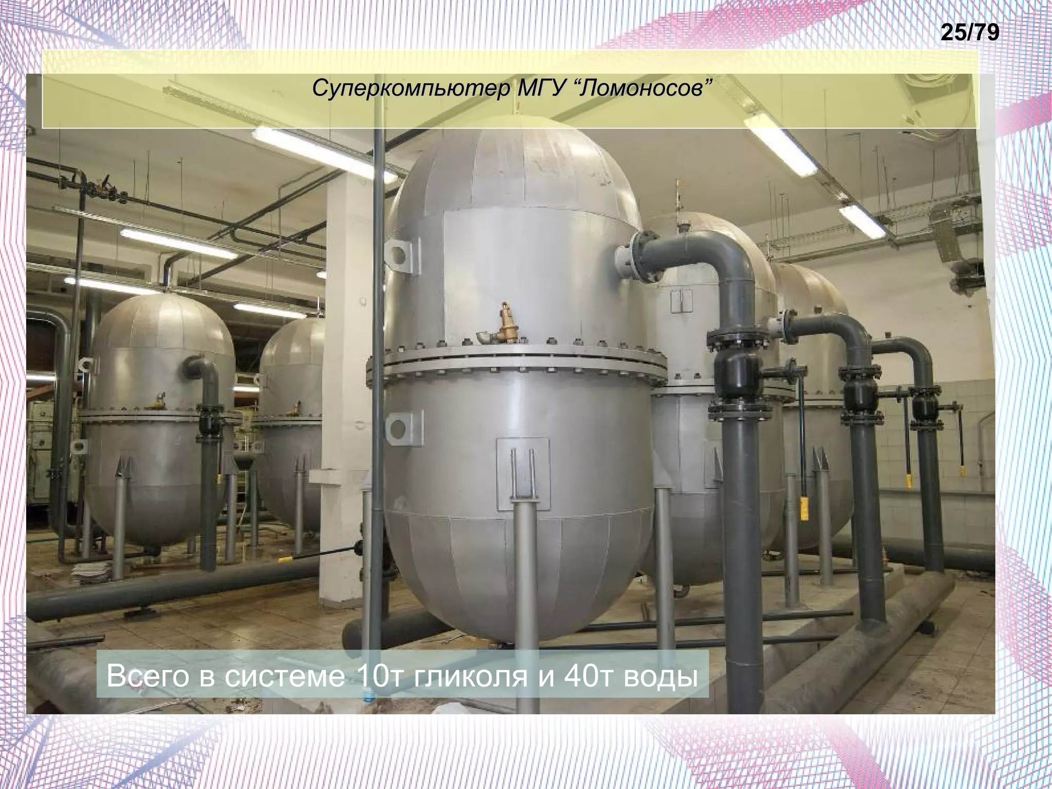 ССууппееррккооммппььююттеерр ММГГУУ ““ЛЛооммооннооссоовв”” 
Всего в системе 10т гликоля и 40т воды 
25/79 
 