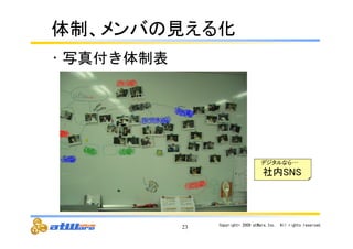 యไ䚸䝯䞁䝞䛾ぢ䛘䜛໬ 
• 写真付き体制表 
23 Copyright© 
デジタルなら… 
♫ෆ㻿㻺㻿 
2009 
atWare,Inc.　All 
rights 
reserved. 
 