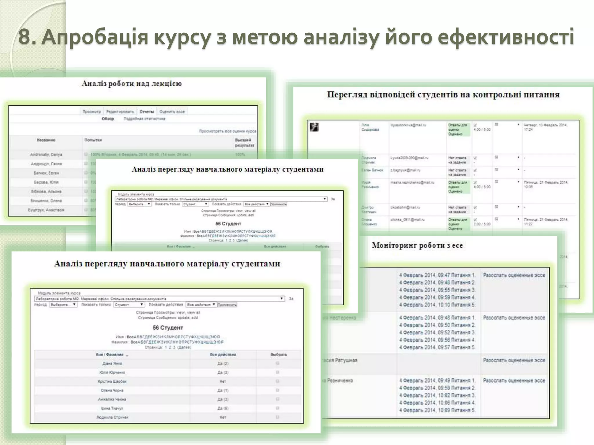 8. Апробація курсу з метою аналізу його ефективності 
 