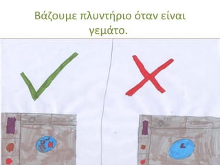 Βάζουμε πλυντήριο όταν είναι 
γεμάτο. 
 