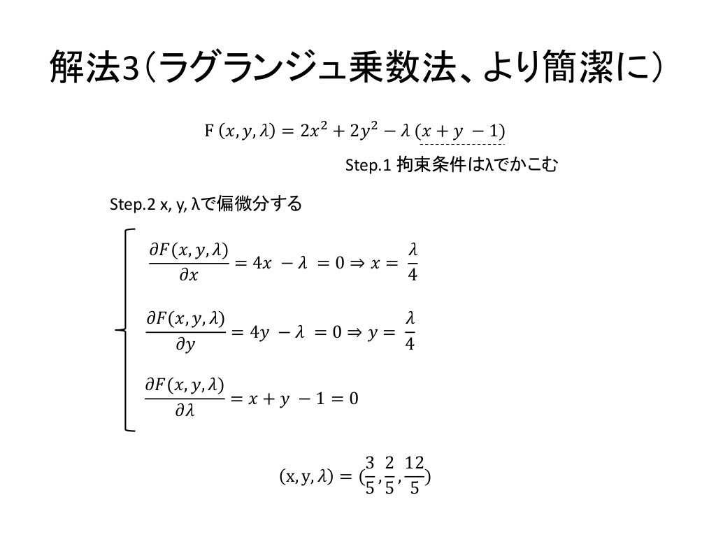 ラグランジュ未定乗数法 ラグランジュ未定乗数法
