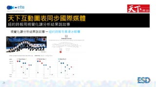 28 
天下互動圖表同步國際媒體 
紐約時報用視覺化讓分析結果說故事 
 