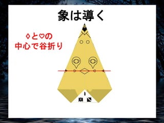 象は導く 
♢と♡の 
中心で谷折り 
 
