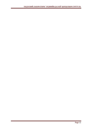 ҮНДЭСНИЙ ЛАБОРАТОРИ “ ЭРДМИЙН ДАЛАЙ” ЦОГЦОЛБОР СУРГУУЛЬ 
Page 12 

