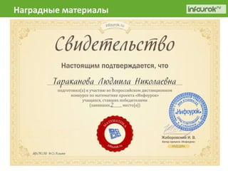 Наградные материалы 
 