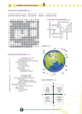 74 ΒΟΗΘΕΙΑ ΦΥΛΛΩΝ ΕΡΓΑΣΙΑΣ 
ΤΟ ΚΡΥΠΤΟΛΕΞΟ ΤΟΥ ΠΡΟΣΑΝΑΤΟΛΙΣΜΟΥ σελ. 35 
ΤΟ ΣΤΑΥΡΟΛΕΞΟ ΤΟΥ ΠΡΟΣΑΝΑΤΟΛΙΣΜΟΥ σελ. 38 
H ΑKΡΟΣΤΙΧΙΔΑ ΤΟΥ ΠΡΟΣΑΝΑΤΟΛΙΣΜΟΥ σελ. 36 
Η ΥΔΡΟΓΕΙΟΣ σελ. 39 
ΣΤΟ ΣΩΣΤΟ ΗΜΙΣΦΑΙΡΙΟ σελ. 40 
ΚΕΝΤΡΟ ΠΕΡΙΒΑΛΛΟΝΤΙΚΗΣ ΕΚΠΑΙΔΕΥΣΗΣ ΜΑΚΡΙΝΙΤΣΑΣ 
 