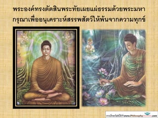 พระองค์ทรงตัดสินพระทัยเผยแผ่ธรรมด้วยพระมหา
กรุณาเพื่ออนุเคราะห์สรรพสัตว์ให้พ้นจากความทุกข์
 