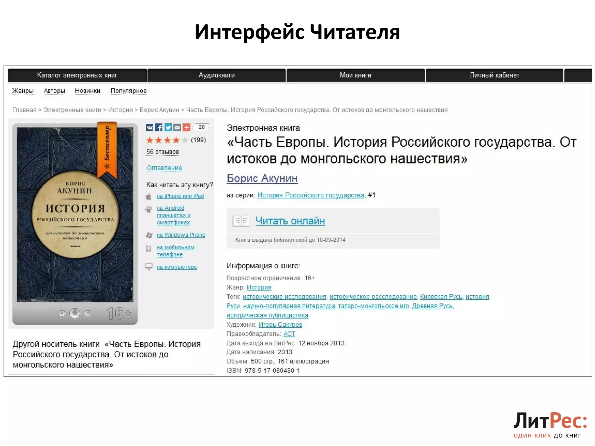 Интерфейс Читателя 
14 
 