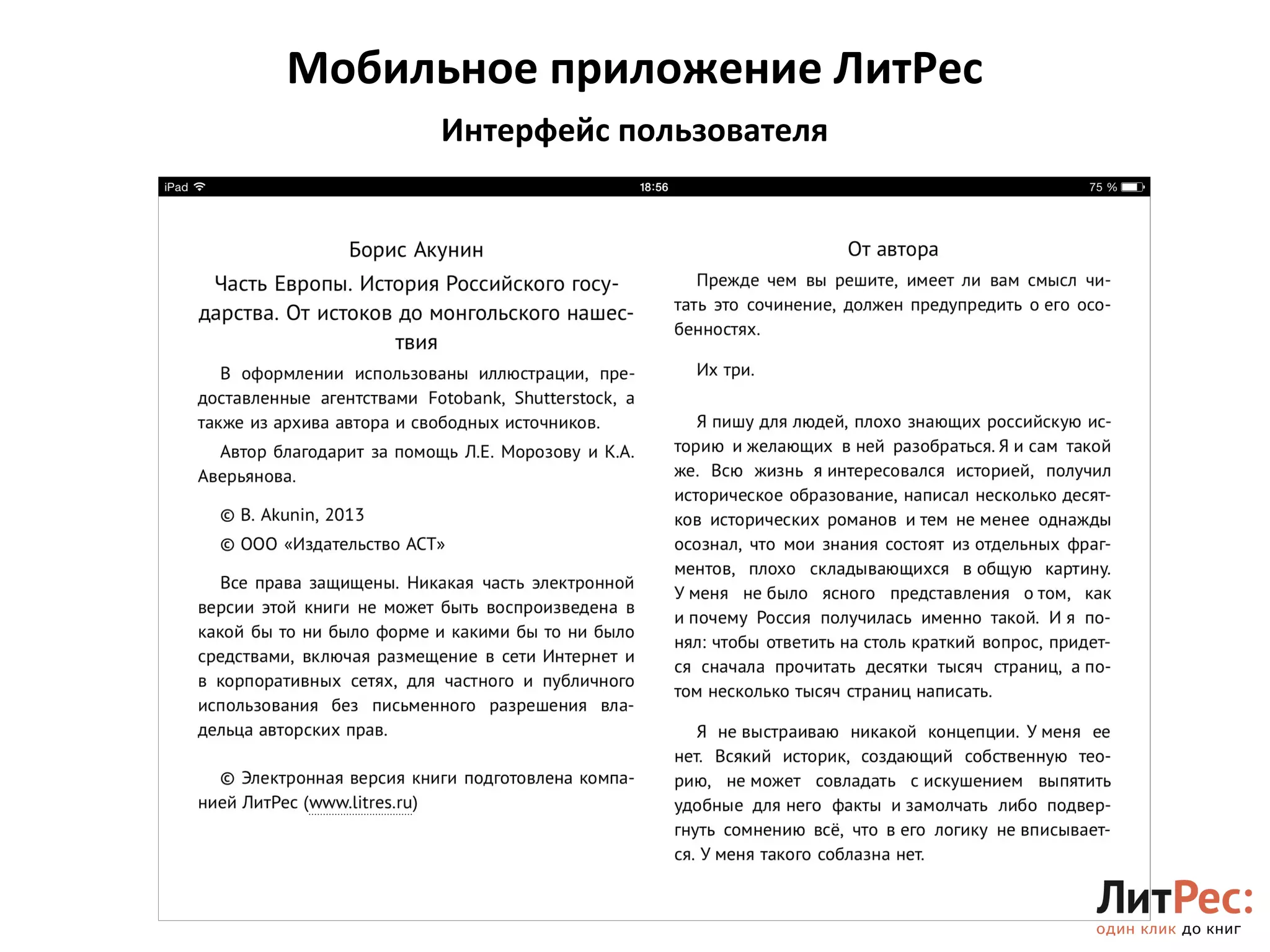 Мобильное приложение ЛитРес 
17 
Интерфейс пользователя 
 