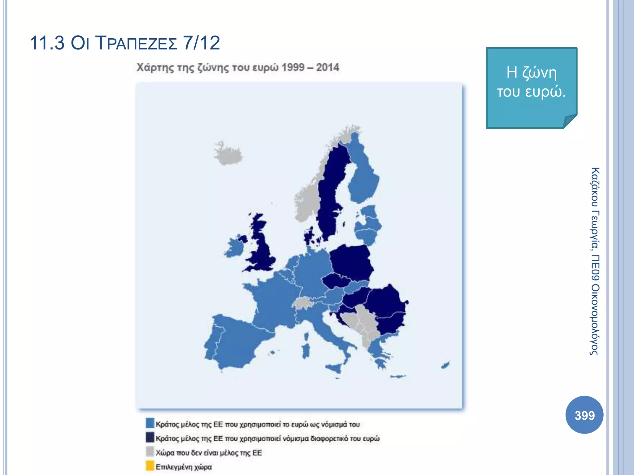 11.3 ΟΙ ΤΡΑΠΕΖΕΣ 7/12
ΚαζάκουΓεωργία,ΠΕ09Οικονομολόγος
399
Η ζώνη
του ευρώ.
 