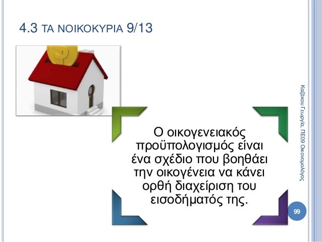 Ο οικογενειακός
προϋπολογισμός είναι
ένα σχέδιο που βοηθάει
την οικογένεια να κάνει
ορθή διαχείριση του
εισοδήματός της.
9...