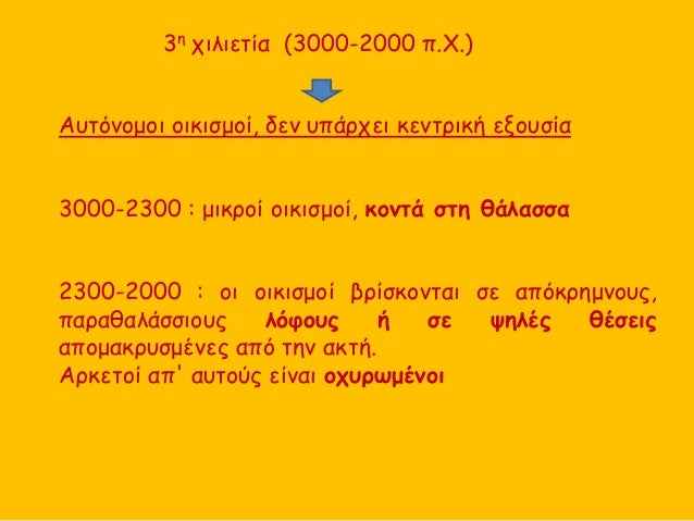 3η ÏιλιεÏία (3000-2000 Ï.Χ.)
ÎÏ
ÏÏνομοι οικιÏμοί, δεν Ï
ÏάÏÏει κενÏÏική εξοÏ
Ïία
3000-2300 : μικÏοί οικιÏμοί, κονÏά ÏÏη θάλαÏ...