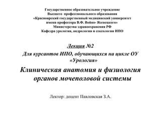 Клиническая Анатомия И Физиология Органов Мочеполовой Сисс | PPT