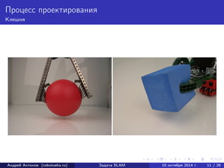 Процесс проектирования 
Клешня 
Андрей Антонов (robotosha.ru) Задача SLAM 10 октября 2014 г. 11 / 26 
 