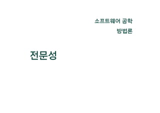 전문성
소프트웨어 공학
방법론
 