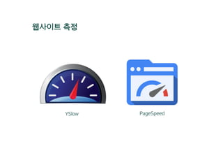 웹사이트 측정
YSlow PageSpeed
 