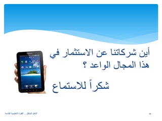 شكراً للاستماع 
34 التعلم المتنقل .. القفزة التعليمية القادمة 
أين شركاتنا عن الاستثمار في 
هذا المجال الواعد ؟ 
