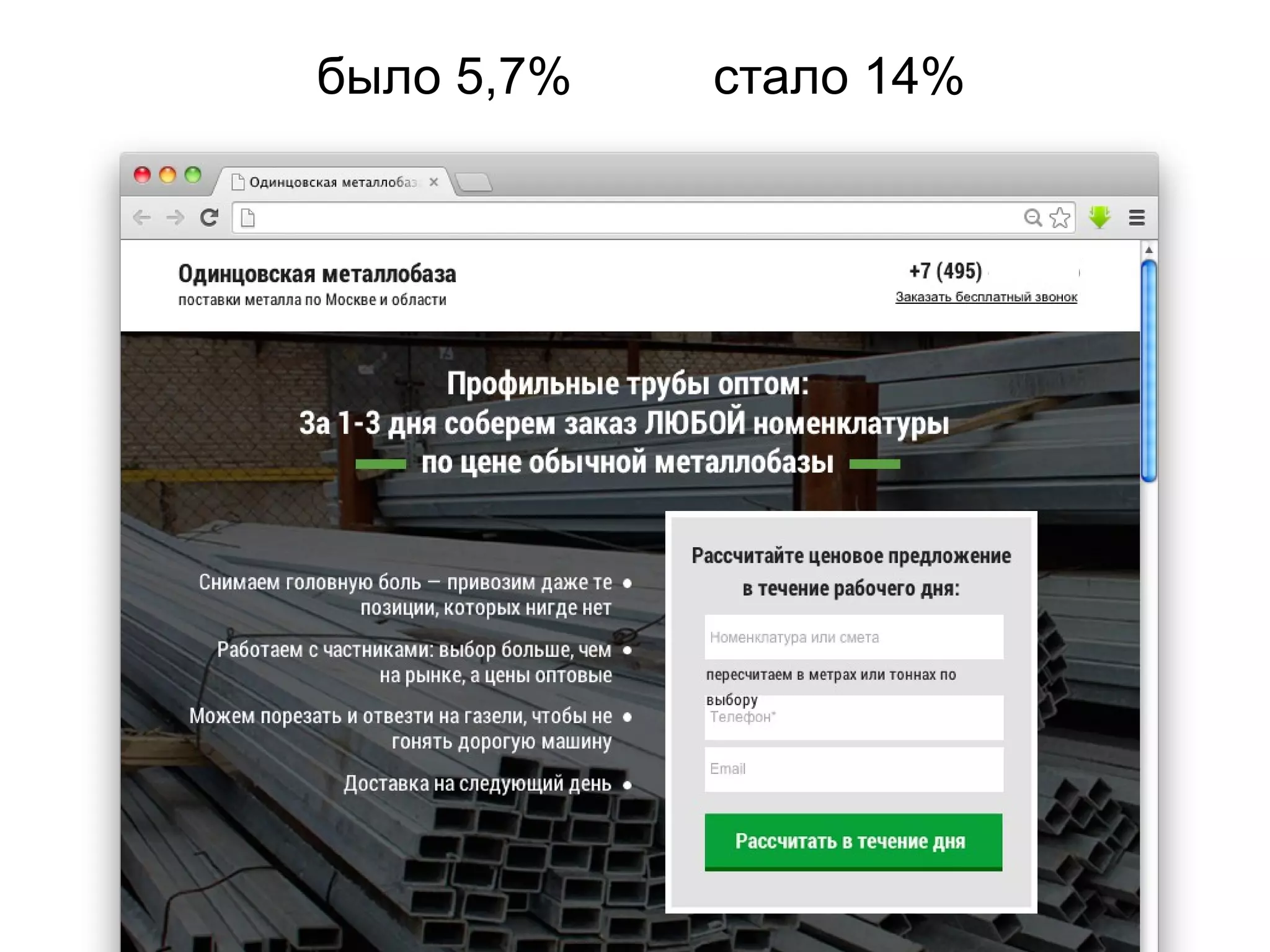 было 5,7% стало 14% 
 