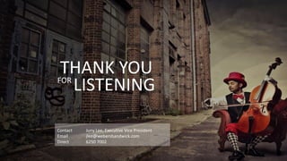 PAGE 46 
WWW.JUNYCAP.COM 
THANK YOU FOR LISTENING 
Contact Juny Lee, Executive Vice President 
Email jlee@webershandwick.com 
Direct 6250 7002 