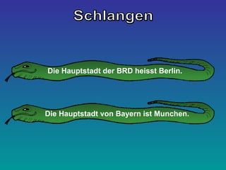 Die Hauptstadt der BRD heisst Berlin. 
Die Hauptstadt von Bayern ist Munchen. 
 