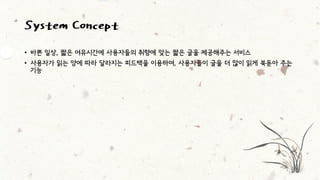 System Concept 
•바쁜일상, 짧은여유시간에사용자들의취향에맞는짧은글을제공해주는서비스 
•사용자가읽는양에따라달라지는피드백을이용하여, 사용자들이글을더많이읽게북돋아주는기능  