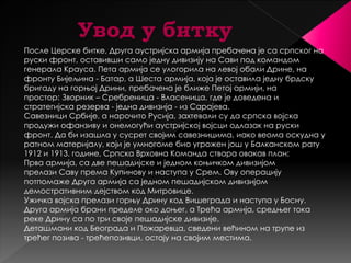 Увод у битку 
После Церске битке, Друга аустријска армија пребачена је са српског на 
руски фронт, оставивши само једну дивизију на Сави под командом 
генерала Крауса. Пета армија се улогорила на левој обали Дрине, на 
фронту Бијељина - Батар, а Шеста армија, која је оставила једну брдску 
бригаду на горњој Дрини, пребачена је ближе Петој армији, на 
простор: Зворник – Сребреница - Власеница, где је доведена и 
стратегијска резерва - једна дивизија - из Сарајева. 
Савезници Србије, а нарочито Русија, захтевали су да српска војска 
продужи офанзиву и онемогући аустријској војсци одлазак на руски 
фронт. Да би изашла у сусрет својим савезницима, иако веома оскудна у 
ратном материјалу, који је умногоме био угрожен још у Балканском рату 
1912 и 1913. године, Српска Врховна Команда ствара овакав план: 
Прва армија, са две пешадијске и једном коњичком дивизијом 
прелази Саву према Купинову и наступа у Срем. Ову операцију 
потпомаже Друга армија са једном пешадијском дивизијом 
демостративним дејством код Митровице. 
Ужичка војска прелази горњу Дрину код Вишеграда и наступа у Босну. 
Друга армија брани пределе око доњег, а Трећа армија, средњег тока 
реке Дрину са по три своје пешадијске дивизије. 
Деташмани код Београда и Пожаревца, сведени већином на трупе из 
трећег позива - трећепозивци, остају на својим местима. 
 