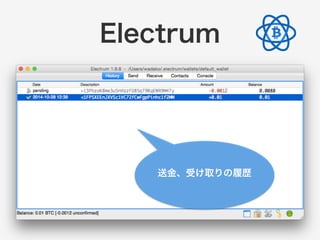 Electrum 
送金、受け取りの履歴 
 