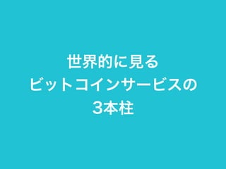 世界的に見る 
ビットコインサービスの 
3本柱 
 