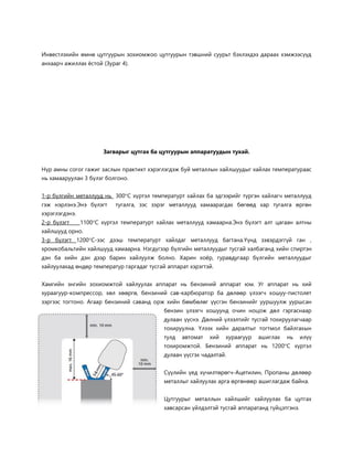 Инвестлэхийн өмнө цутгуурын зохиомжоо цутгуурын тэвшний суурьт бэхлэхдээ дараах хэмжээсүүд анхаарч ажиллах ёстой (Зураг 4). 
Загварыг цутгах ба цутгуурын аппаратуудын тухай. 
Нүр амны согог гажиг заслын практикт хэрэглэгдэж буй металлын хайлшуудыг хайлах температураас нь хамааруулан 3 бүлэг болгоно. 
1-р бүлгийн металлууд нь 300С хүртэл температурт хайлах ба эдгээрийг түргэн хайлагч металлууд гэж нэрлэнэ.Энэ бүлэгт тугалга, зэс зэрэг металлууд хамаарагдах бөгөөд хар тугалга өргөн хэрэглэгдэнэ. 
2-р бүлэгт 1100С хүртэл температурт хайлах металлууд хамаарна.Энэ бүлэгт алт цагаан алтны хайлшууд орно. 
3-р бүлэгт 1200С-ээс дээш температурт хайлдаг металлууд багтана.Үүнд зэвэрдэггүй ган , хромкобальтийн хайлшууд хамаарна. Нэгдүгээр бүлгийн металлуудыг тусгай халбаганд хийн спиртэн дэн ба хийн дэн дээр барин хайлуулж болно. Харин хоёр, гуравдугаар бүлгийн металлуудыг хайлуулахад өндөр температур гаргадаг тусгай аппарат хэрэгтэй. 
Хамгийн энгийн зохиомжтой хайлуулах аппарат нь бензиний аппарат юм. Уг аппарат нь хий хураагуур-компрессор, хөл хөөргө, бензиний сав-карбюратор ба дөлөөр үлээгч хошуу-пистолет зэргээс тогтоно. Агаар бензиний саванд орж хийн бөмбөлөг үүсгэн бензинийг ууршуулж ууршсан бензин үлээгч хошуунд очин ноцож дөл гэргаснаар дулаан үүснэ. Дөлний үлээлтийг тусгай тохируулагчаар тохируулна. Үлээх хийн даралтыг тогтмол байлгахын тулд автомат хий хураагуур ашиглах нь илүү тохиромжтой. Бензиний аппарат нь 1200С хүртэл дулаан үүсгэх чадалтай. 
Сүүлийн үед хүчилтөрөгч-Ацетилин, Пропаны дөлөөр металлыг хайлуулах арга өргөнөөр ашиглагдаж байна. 
Цутгуурыг металлын хайлшийг хайлуулах ба цутгах хавсарсан үйлдэлтэй тусгай аппаратанд гүйцэтгэнэ.  