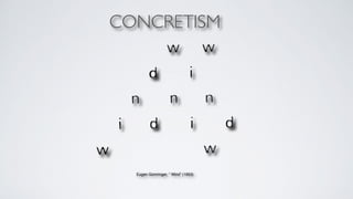 CONCRETISM 
Eugen Gomringer, “ Wind” (1953)+ 
 