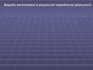 Вироби виготовлені в результаті виробничої діяльності 
 