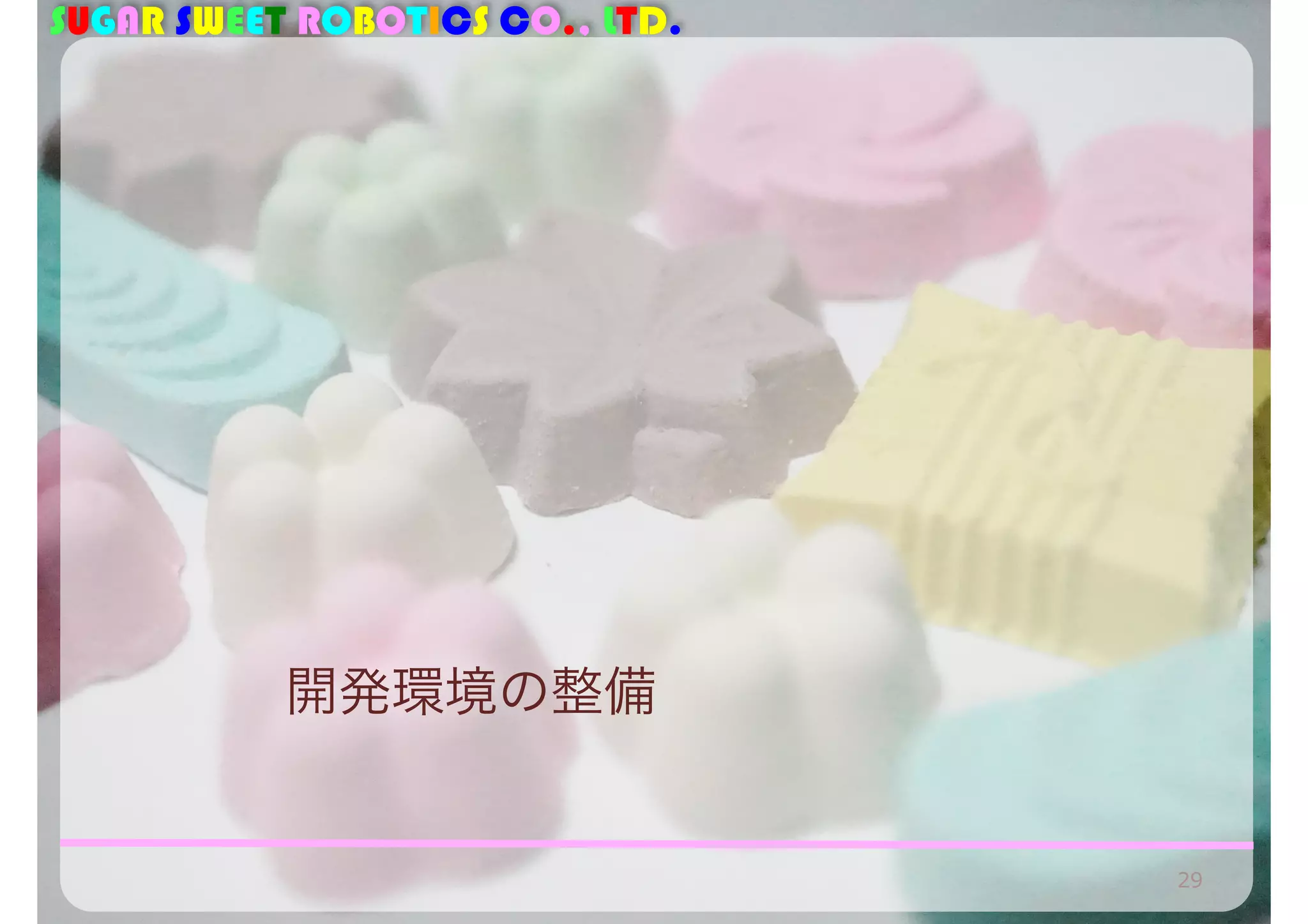 SUGAR SWEET ROBOTICS CO., LTD. 
開発環境の整備 
29 
 