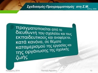 Σχεδιασμός-Προγραμματισμός στη Σ.Μ.
Νοέμβριος 2014 Πανταζή Αφροδίτη 13
Σαΐτης, 2008
 