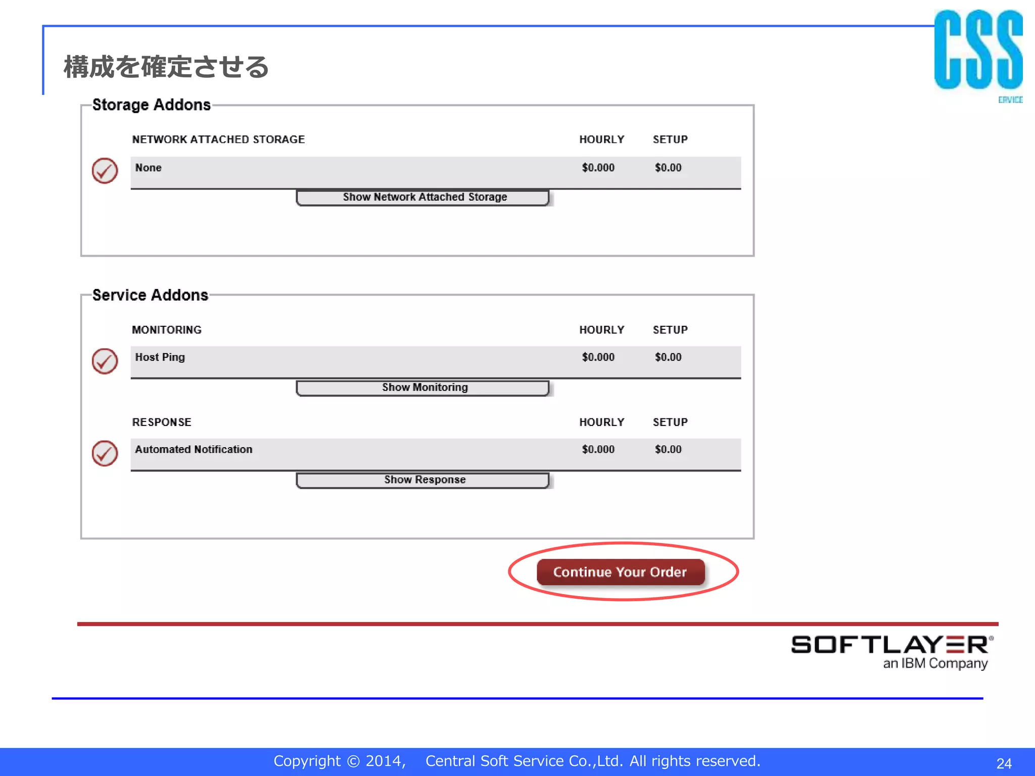 Copyright © 2014, Central Soft Service Co.,Ltd. All rights reserved. 24
構成を確定させる
 