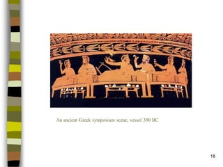 18 
An ancient Greek symposium scene, vessel 390 BC  