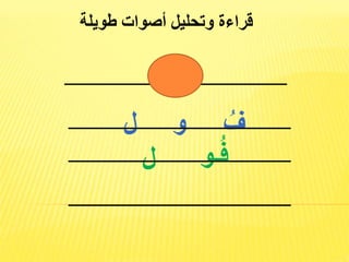قراءة وتحليل أصوات طويلة 
فُول 
فُ و ل 
ف ـو ل 
 