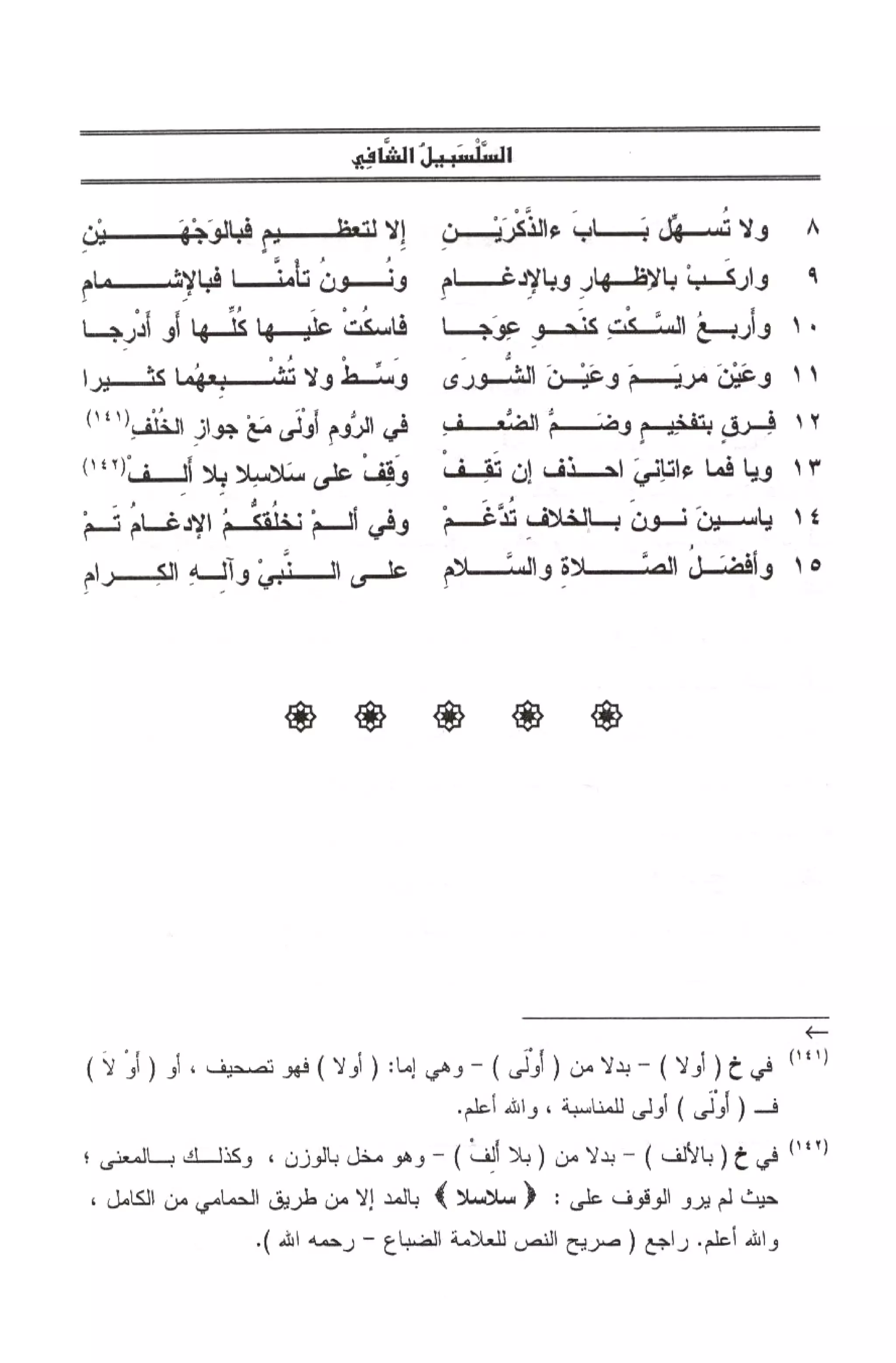 السلسبيل الشافي ورسالة قصر المنفصل لحفص